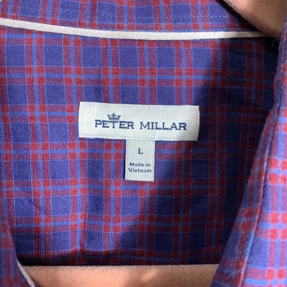 Peter Millar Purple and Red Plaid Casual Button Down Shirt - Picture 2 of 7